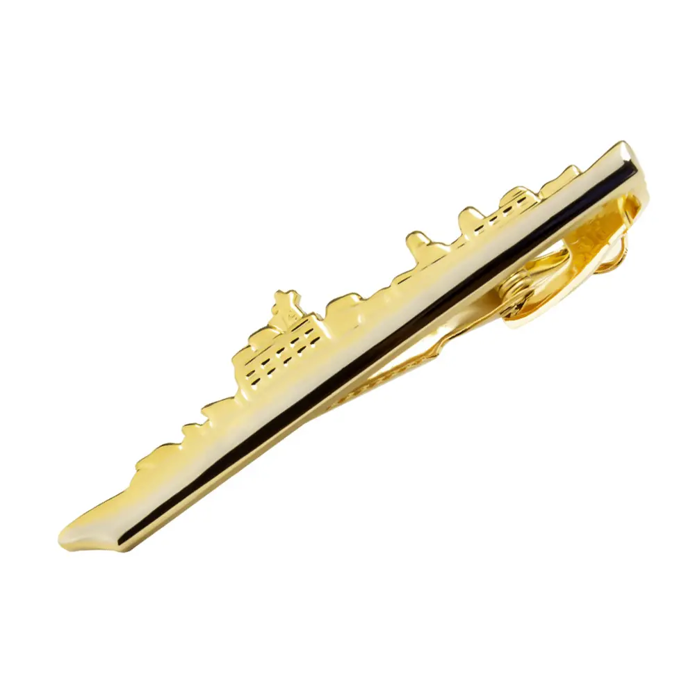 New Arrivals Personality Gold Plated Ship Design Engrave Brass Tie Clips Factory Wholesale TL0020