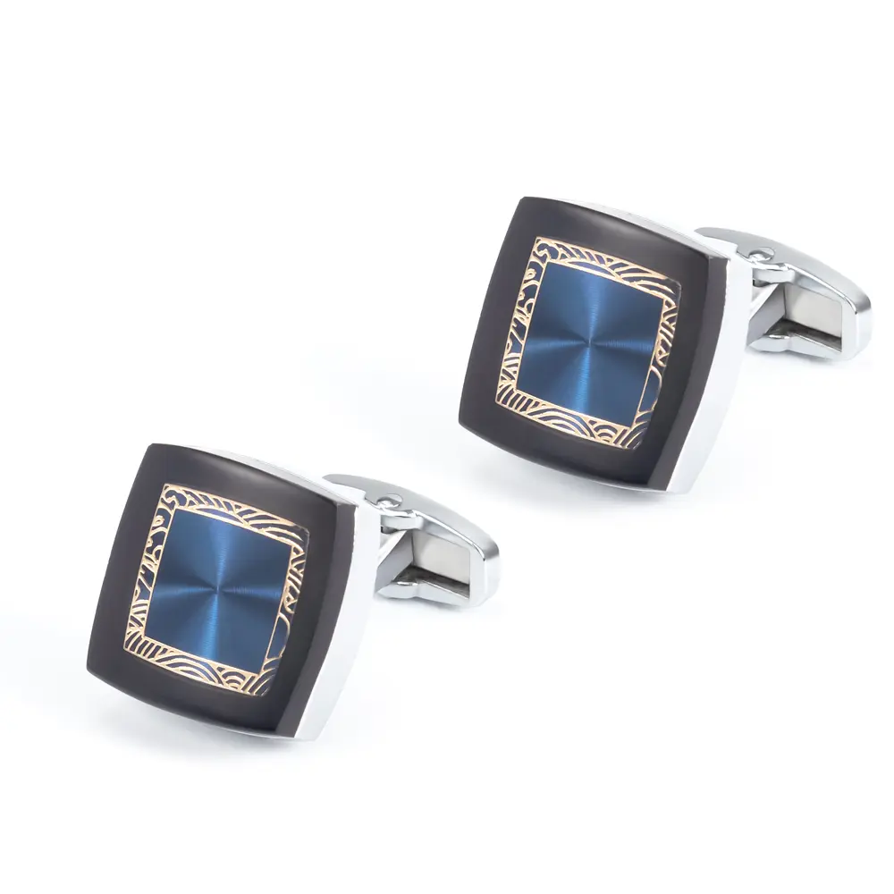 Luxury Square Cufflinks Pattern Men's Formal Su...