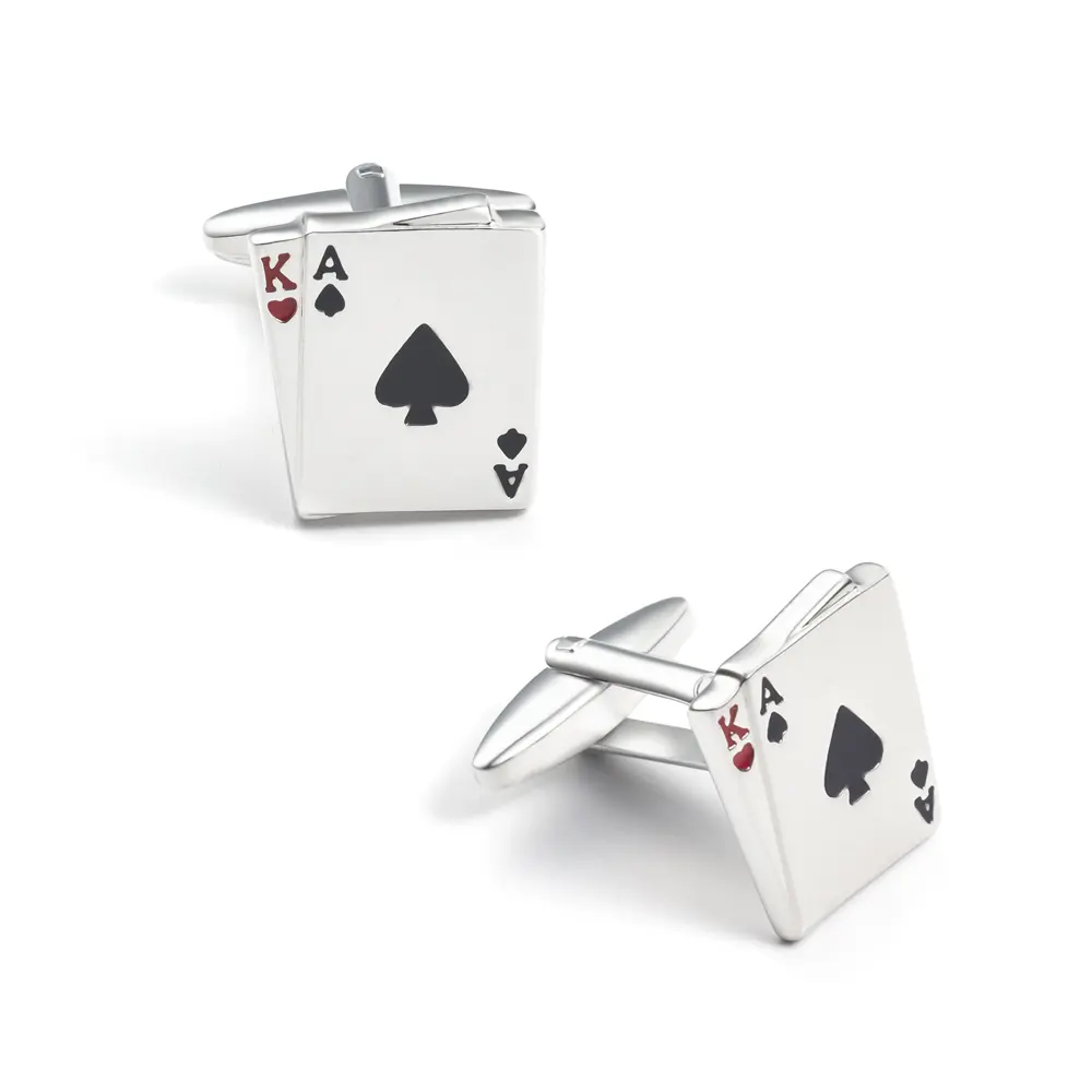 Wholesale New Style Playing Poker Card Cufflinks Custom Brass Engraved Shirt Cufflinks Men CC0207