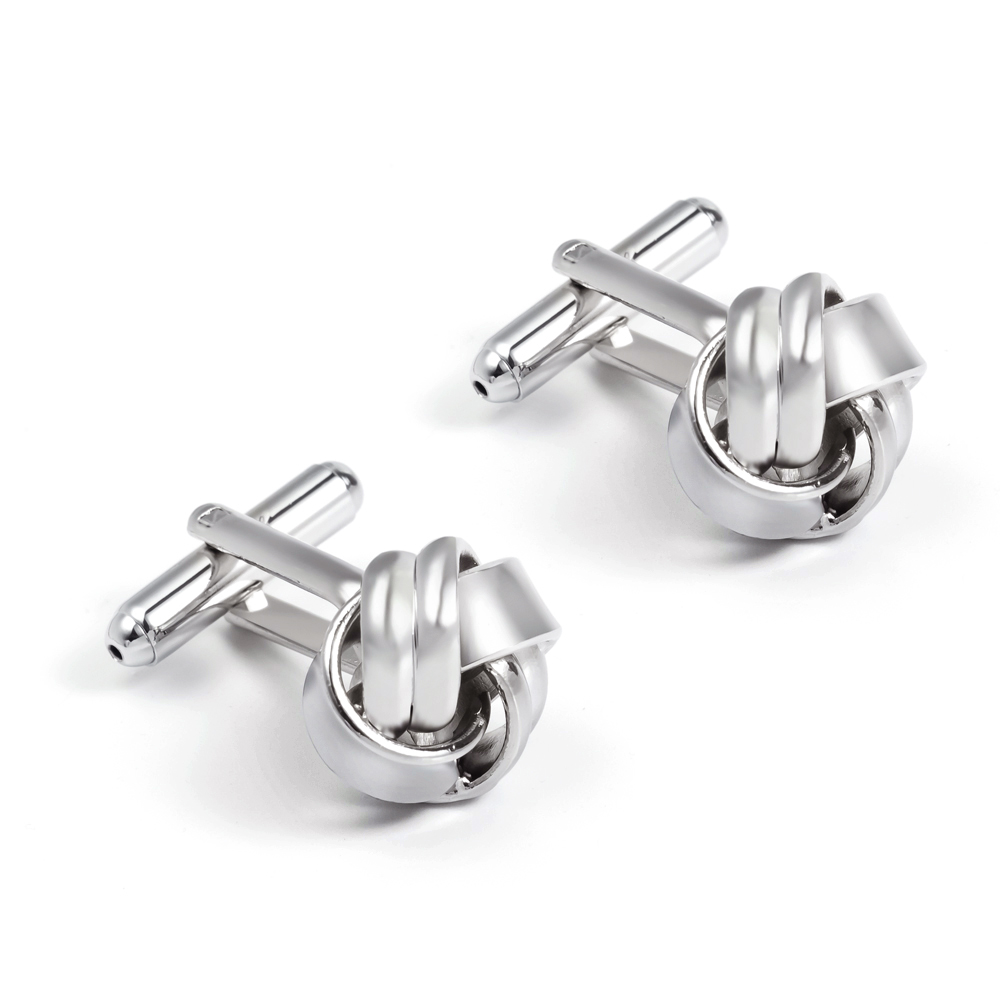 Silk Knot Silver Color Men Cufflinks Wholesale Twist Elegance Cufflinks