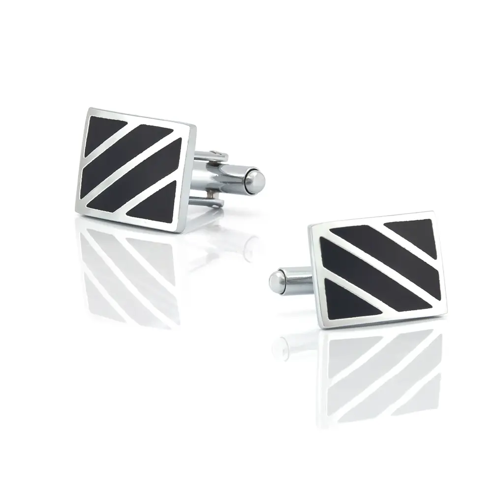 High Quality New Enamel Twill Silver Color Metal Cuff Buttons Wedding Cufflinks CC-Q256