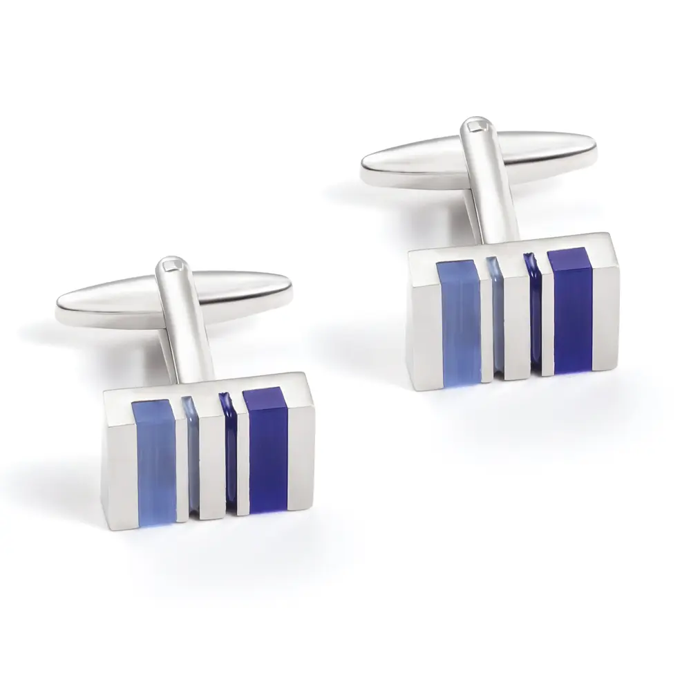 Natural Opal Blue Stone Stripe Rectangular Cuff...