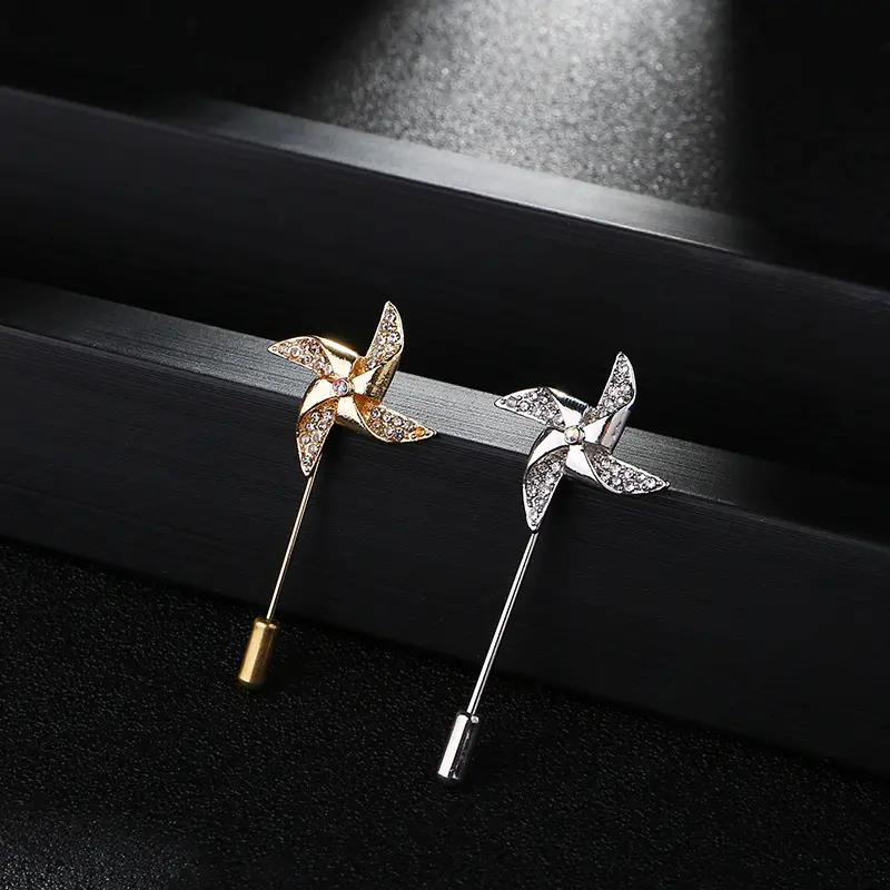 China Factory Elegant Men Accessory Crystal Windmill Brooch Low Price BC-1056