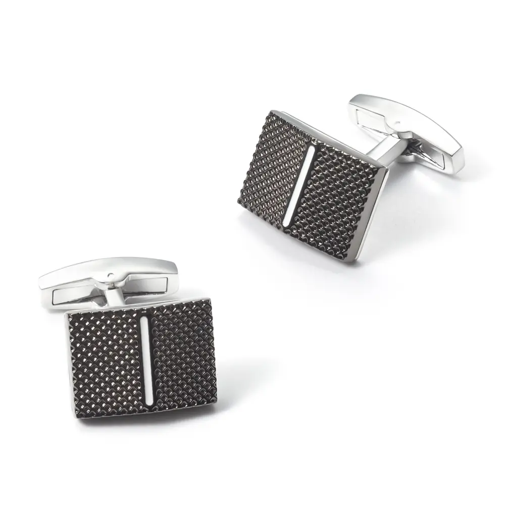 Engraved Men Shirt Accessories Gunmetal Color C...