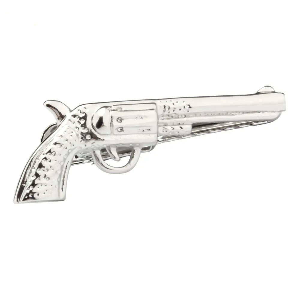 Wholesale Silver Plated Gun Shaped Tie Clip For Sale Pistol Tie Bar For Men Necktie TL1013-S