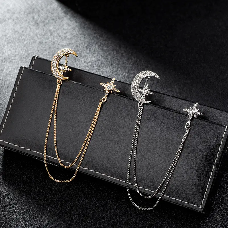 Wholesale Crystal Starburst Brooch for Men's Su...