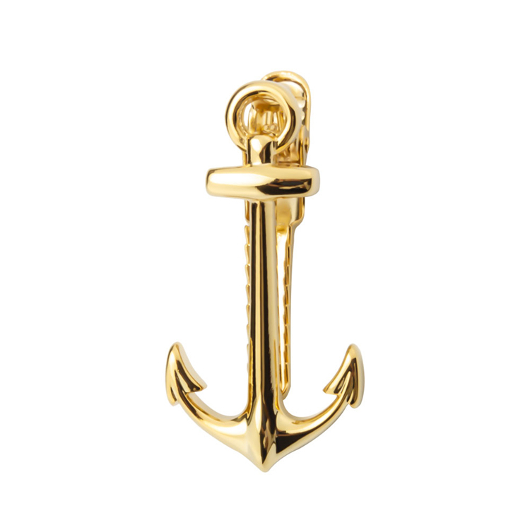 Wholesale Factory Made Novelty Mens Tie bar Copper Golden Anchor Tie Clips For Necktie TL1010-G