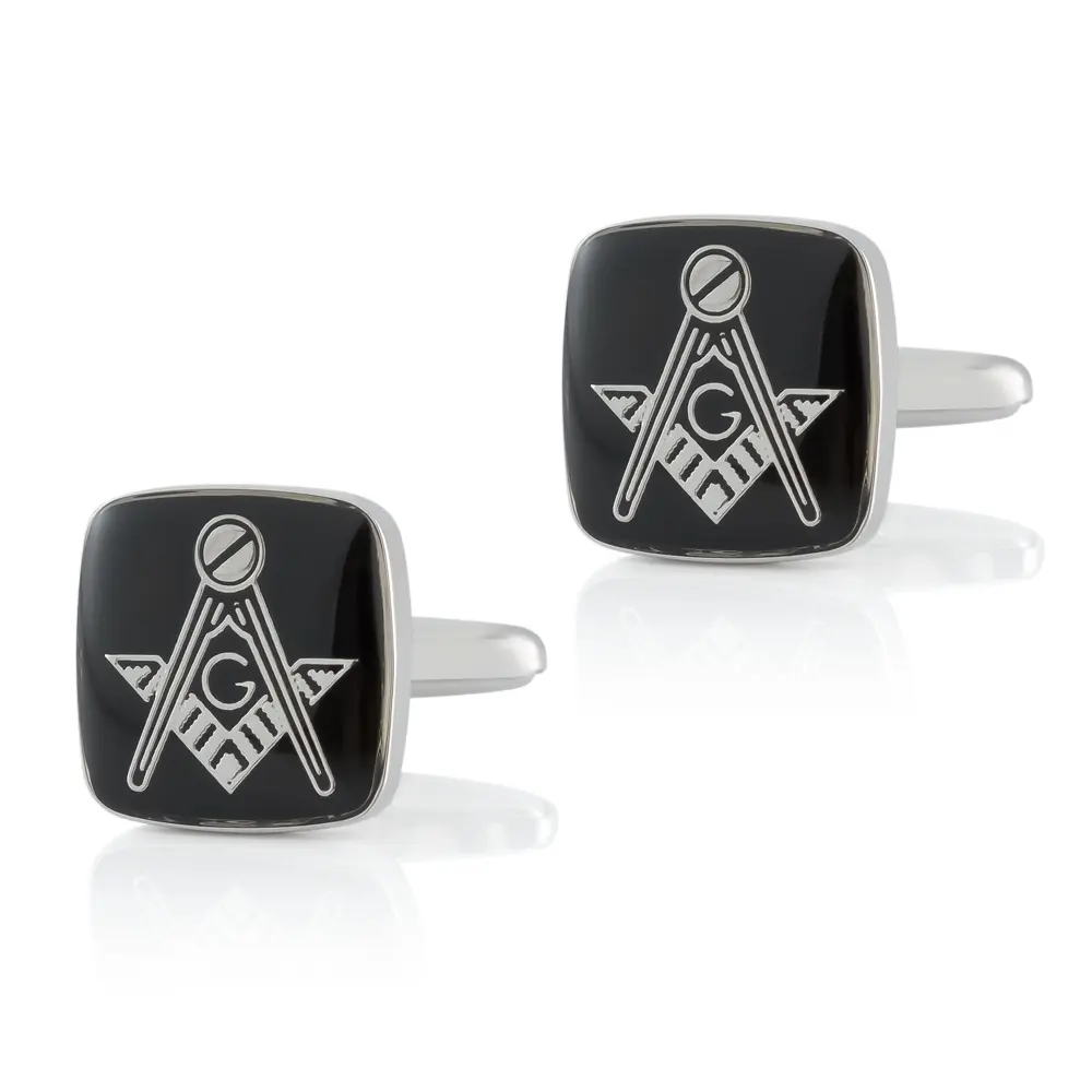 High Quality Fashion Enamel Black Masonic Logo Custom Cufflinks for Men Shirt CC0001