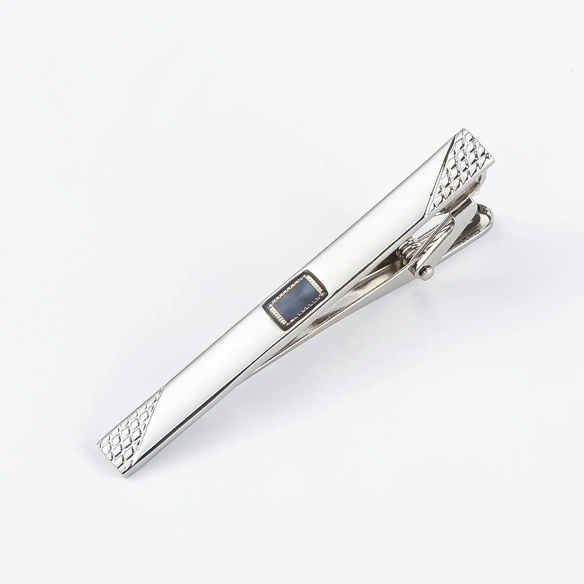 Low Price Luxury Fashion Silver Plating Blue Metal Accessory Pattern Men Tie Clips TA9005-S