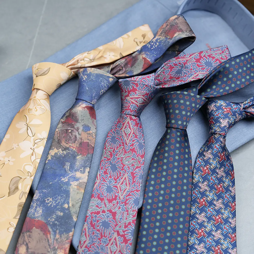 Hot Sellling 7cm Casual Paisley Pattern Jacquard Necktie Business Polyester Floral Striped Design Ties PT1026-FD17